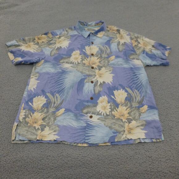 Tommy Bahama Shirt Mens Large Button Up Silk Hawaiian Floral Short Sleeve - Picture 1 of 8